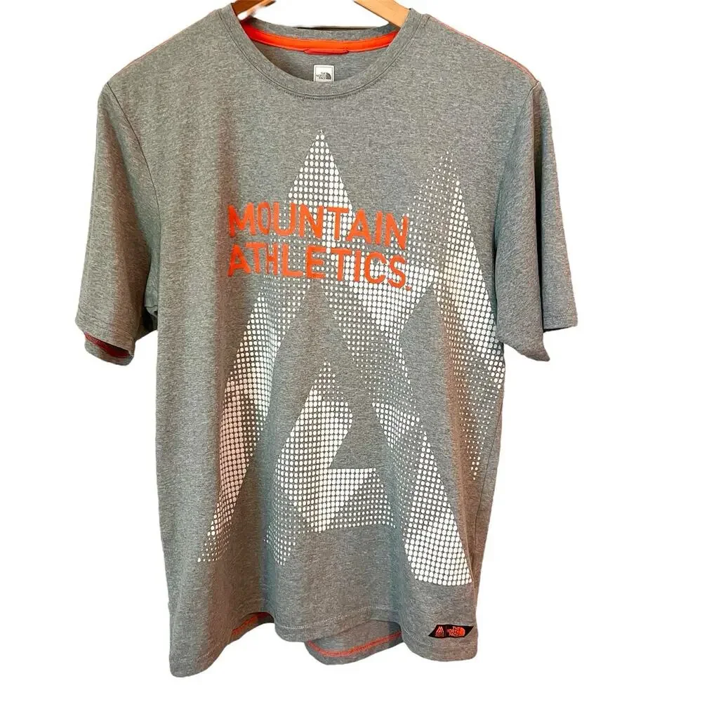 The North Face Tee Shirt Men’s Small Gray Orange TNF Mountain Athletics Training
